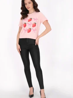 Faina Damen T-Shirt in pink - Ausschnitt: Rundhals