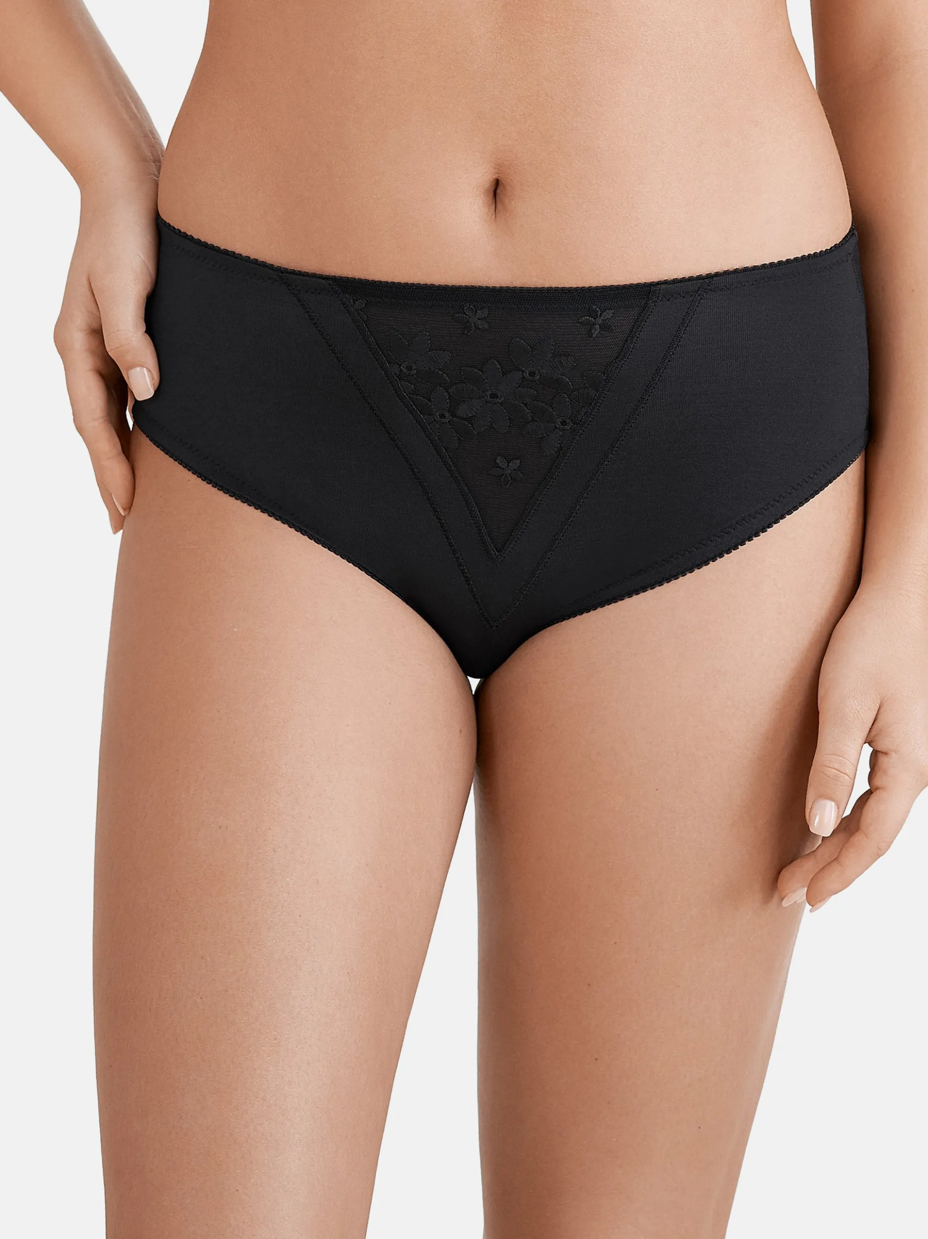 Felina Damen Hüftslip - Swiss Broderie in schwarz