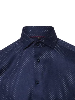 Finshley & Harding Herren Hemd Bügelfrei in marine weiß