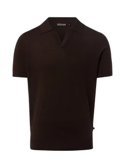 Finshley & Harding Herren Strick-Poloshirt in schoko