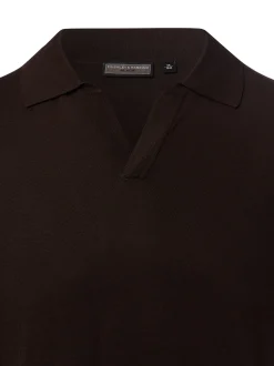 Finshley & Harding Herren Strick-Poloshirt in schoko