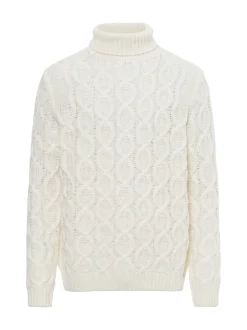 Finshley & Harding London Herren Strickpullover mit Wollanteil in ecru