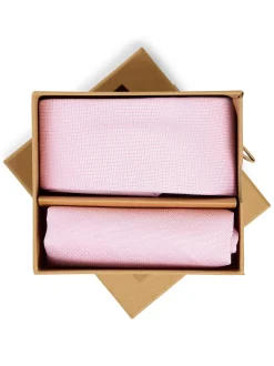 Finshley & Harding London Herren Krawatte und Einstecktuch aus Seide in rosa