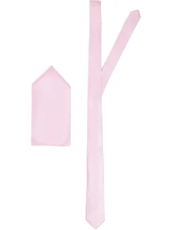 Finshley & Harding London Herren Krawatte und Einstecktuch aus Seide in rosa