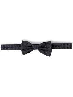 Finshley & Harding London Herren Fliege und Einstecktuch aus Seide in schwarz weiß