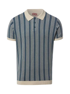 Finshley & Harding London Herren Strick-Poloshirt - Randy in indigo beige