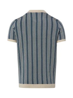 Finshley & Harding London Herren Strick-Poloshirt - Randy in indigo beige