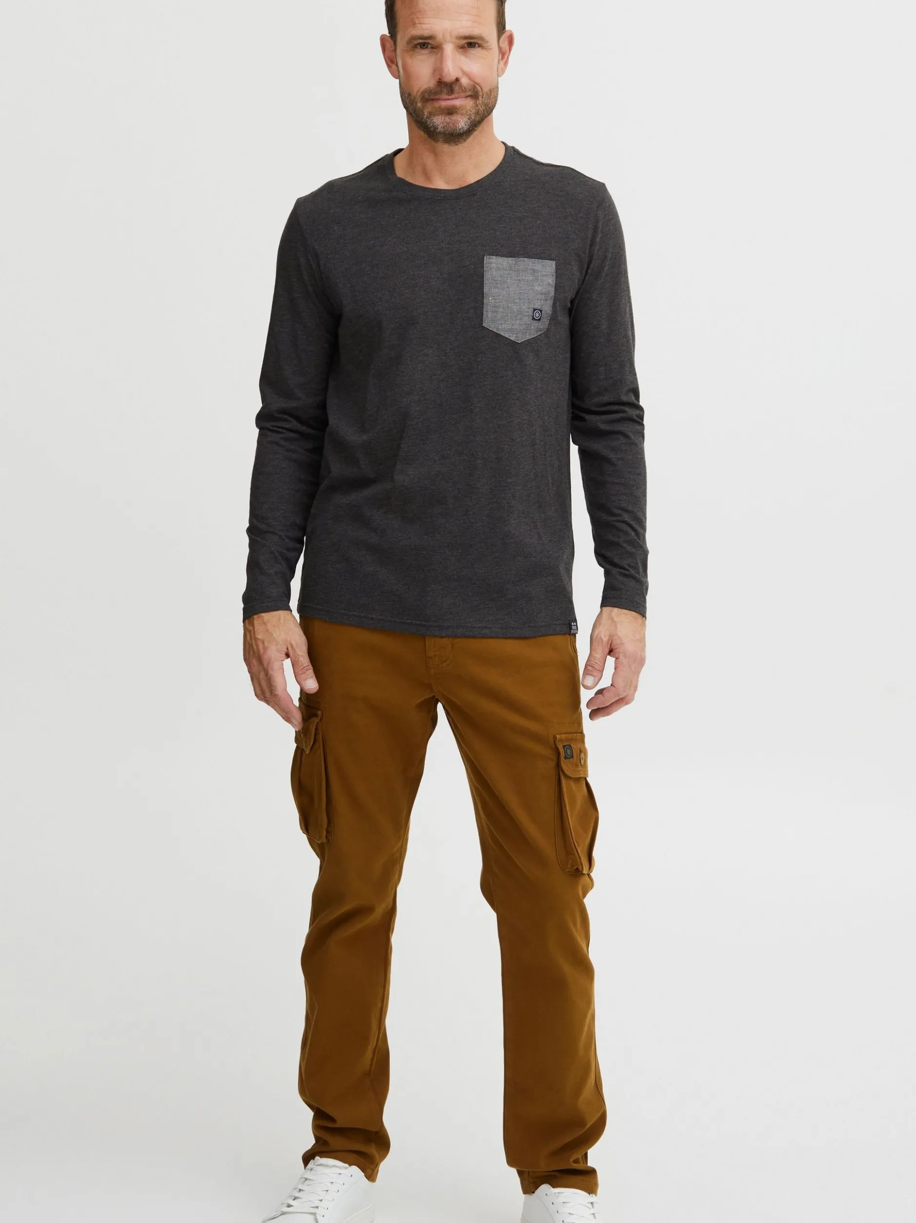 FQ1924 Herren Langarmshirt - FQDanfo in anthrazit