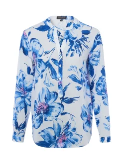 Franco Callegari Damen Bluse in blau weiß
