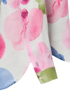 Franco Callegari Damen Leinenbluse in pink mehrfarbig