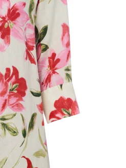 Franco Callegari Damen Leinenkleid in rosa weiß