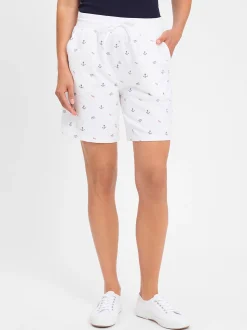 Franco Callegari Damen Sweatshorts in ecru blau