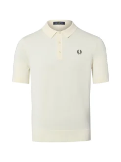 Fred Perry Herren Strick-Poloshirt in ecru