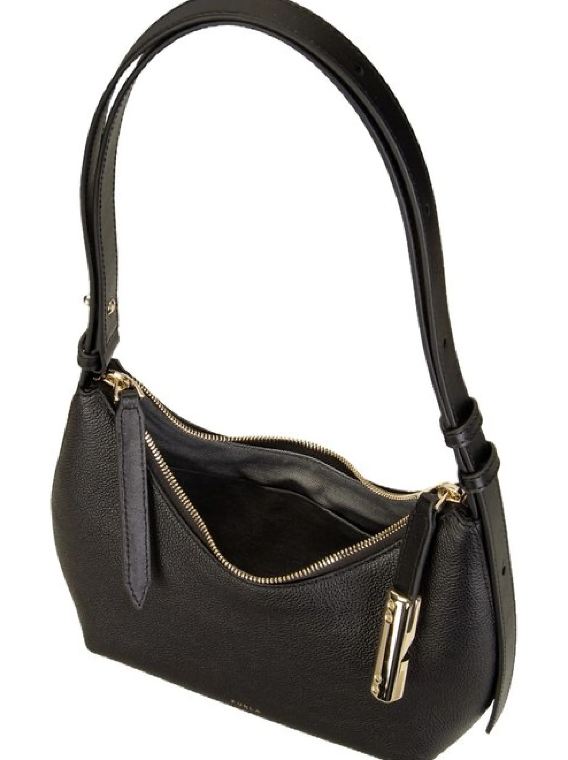 Furla Damen Schultertasche - Goccia Shoulder Bag in schwarz