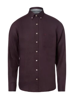 Fynch-Hatton Herren Leinenhemd in aubergine