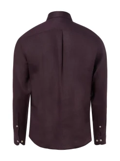 Fynch-Hatton Herren Leinenhemd in aubergine