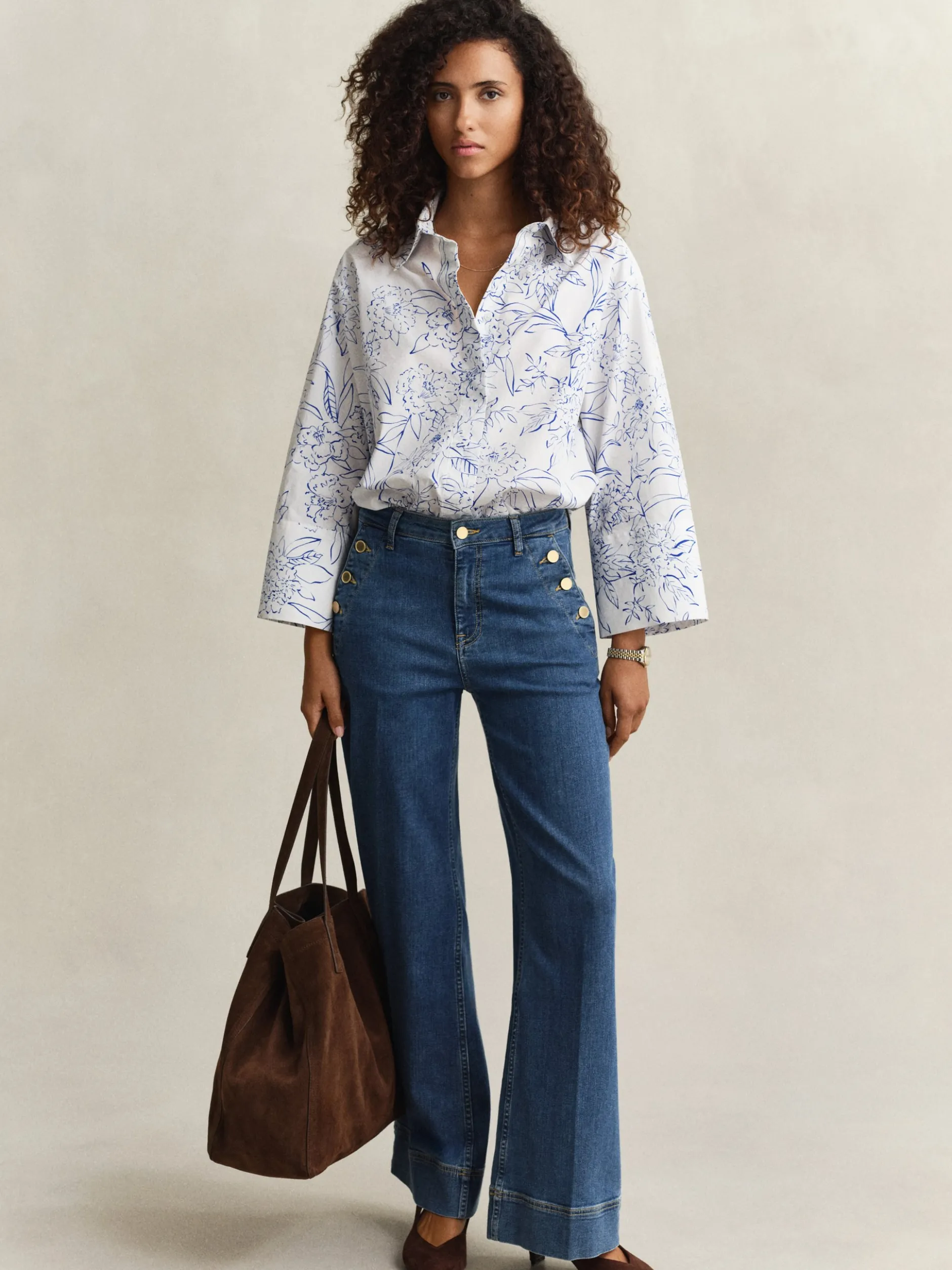 Gant Damen Hemdbluse in indigo weiß - Ärmel: 3/4 Arm