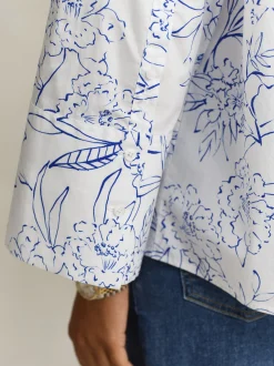 Gant Damen Hemdbluse in indigo weiß - Ärmel: 3/4 Arm