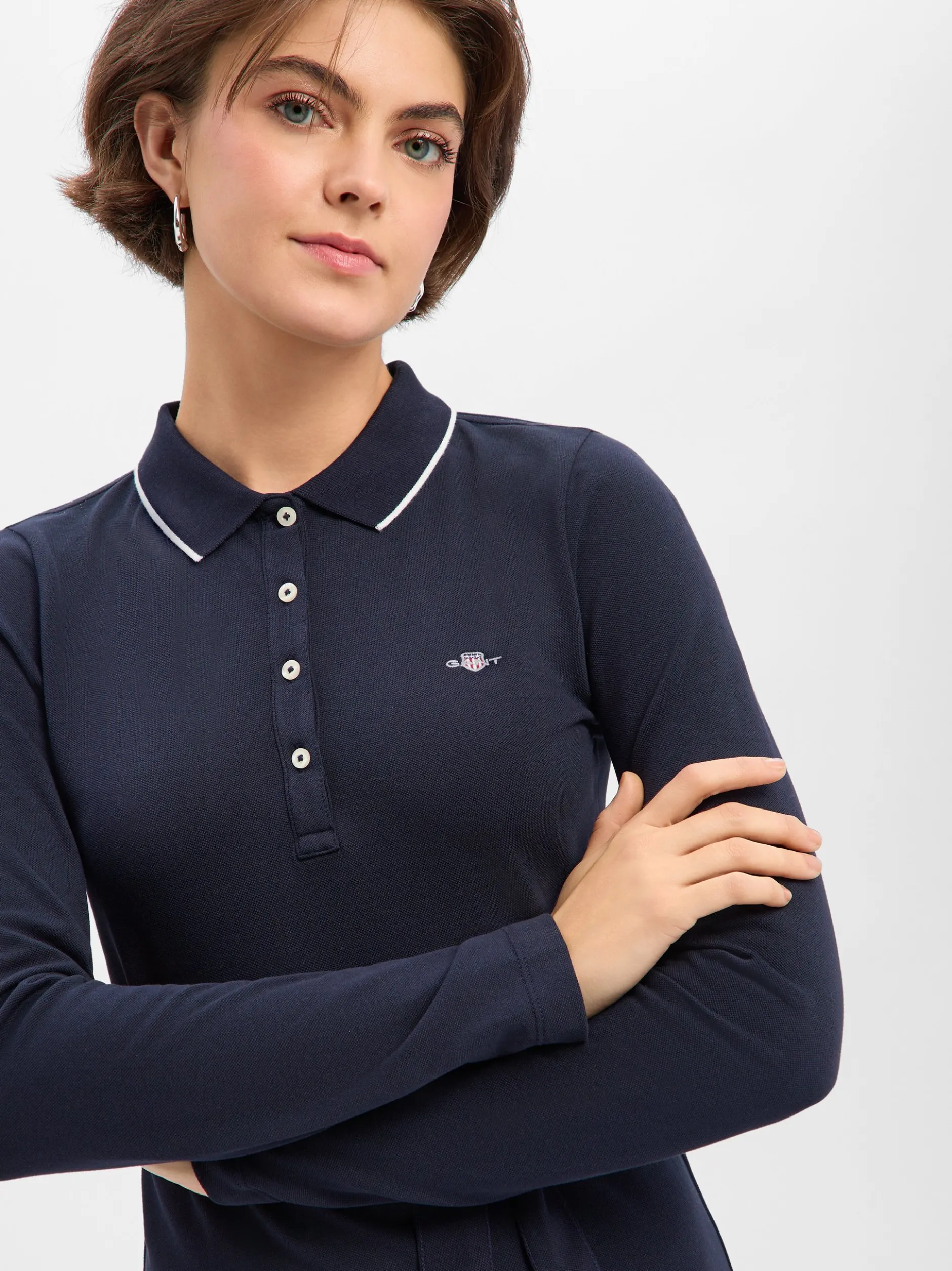 Gant Damen Polokleid in marine - Ausschnitt: Polokragen