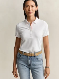 Gant Damen Poloshirt in weiß - Ausschnitt: Polokragen