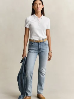 Gant Damen Poloshirt in weiß - Ausschnitt: Polokragen