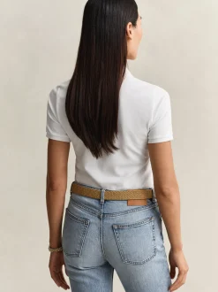 Gant Damen Poloshirt in weiß - Ausschnitt: Polokragen