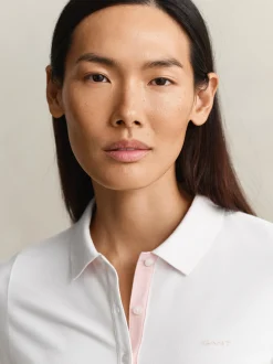 Gant Damen Poloshirt in weiß - Ausschnitt: Polokragen