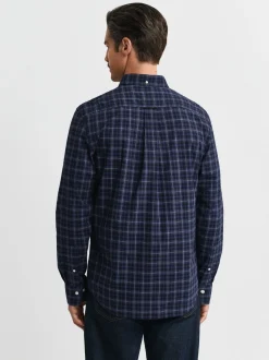 Gant Herren Karohemd in indigo schwarz - Ärmel: langarm