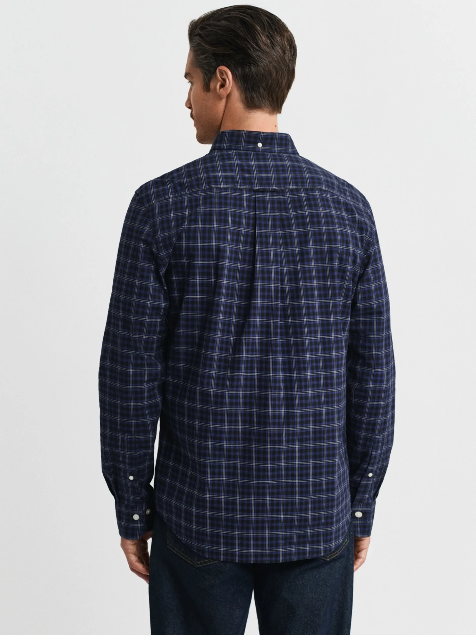 Gant Herren Karohemd in indigo schwarz - Ärmel: langarm