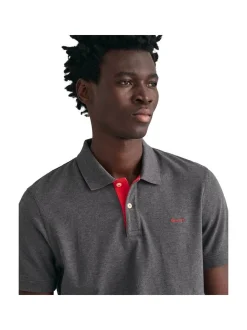 Gant Herren Poloshirt in anthrazit - Ärmel: kurzarm