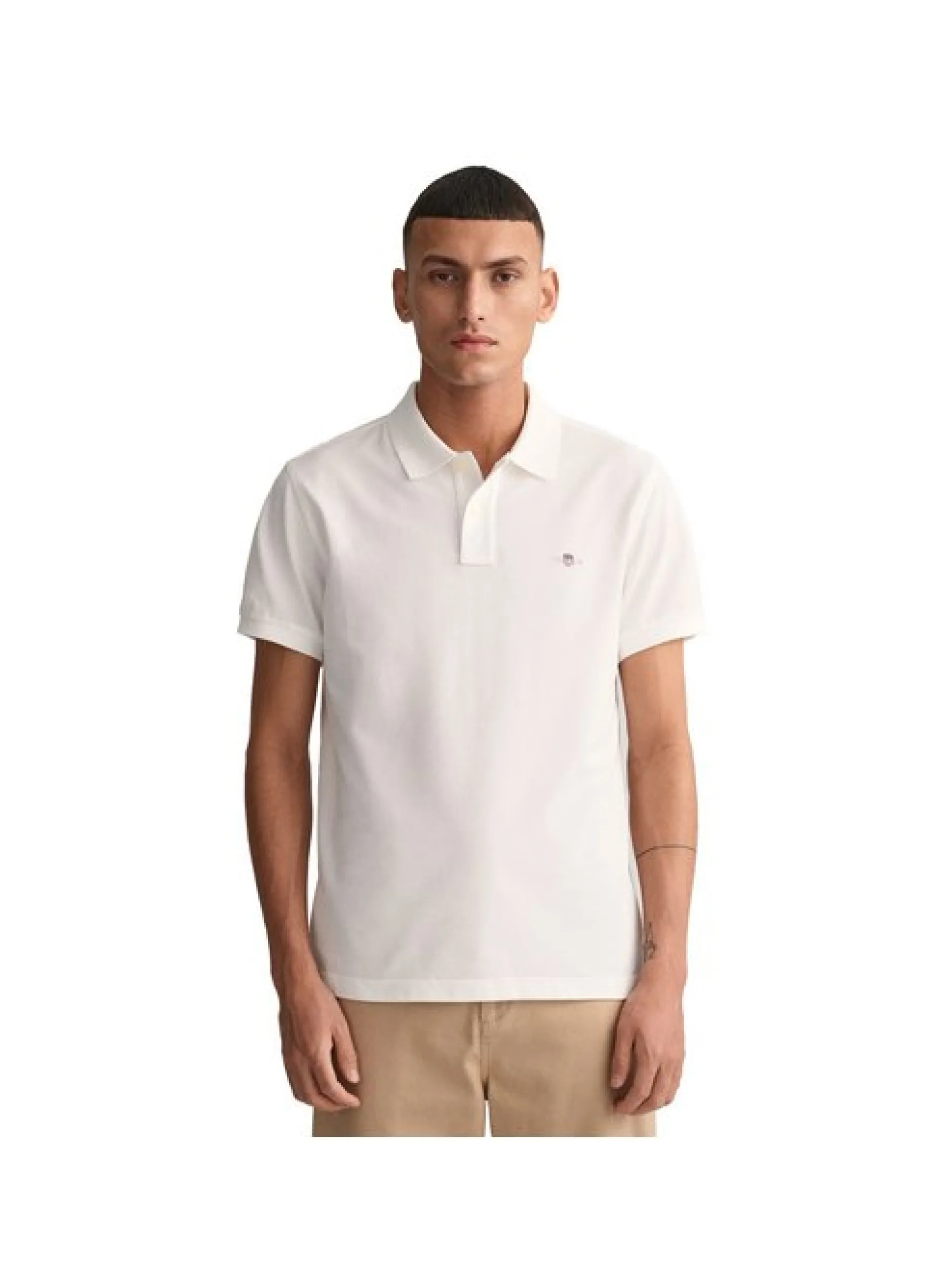 Gant Herren Poloshirt in weiß - Ausschnitt: Polokragen