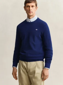 Gant Herren Strickpullover in indigo - Ärmel: langarm