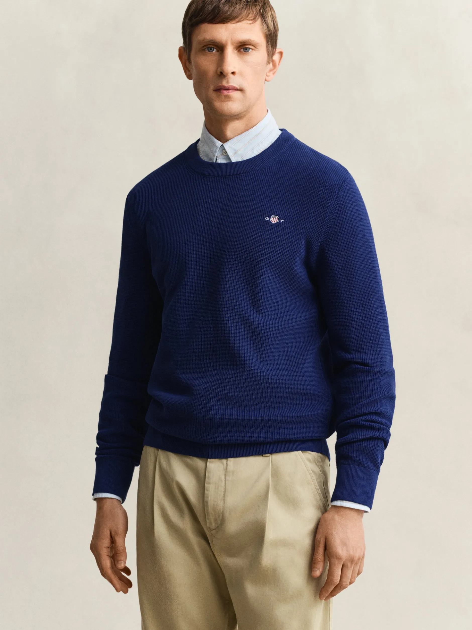 Gant Herren Strickpullover in indigo - Ärmel: langarm