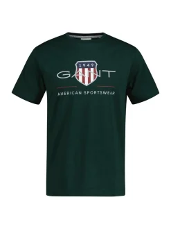 Gant Herren T-Shirt in grün - Ausschnitt: Rundhals