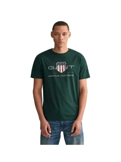 Gant Herren T-Shirt in grün - Ausschnitt: Rundhals