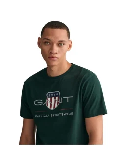 Gant Herren T-Shirt in grün - Ausschnitt: Rundhals