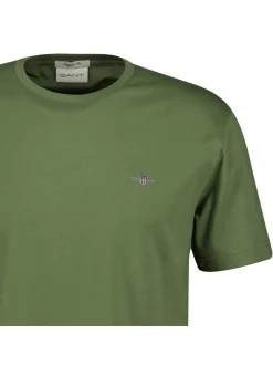Gant Herren T-Shirt in grün - Ausschnitt: Rundhals