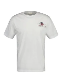 Gant Herren T-Shirt in weiß - Ausschnitt: Rundhals