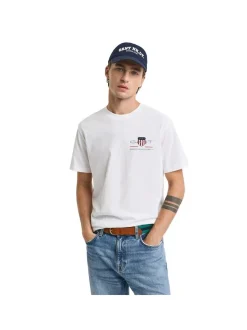 Gant Herren T-Shirt in weiß - Ausschnitt: Rundhals