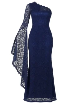 Goddiva Damen Maxi Kleid in blau - Ausschnitt: Carmen