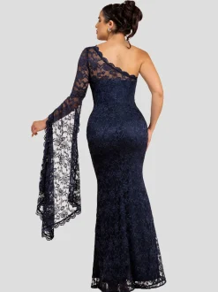 Goddiva Damen Maxi Kleid in blau - Ausschnitt: Carmen
