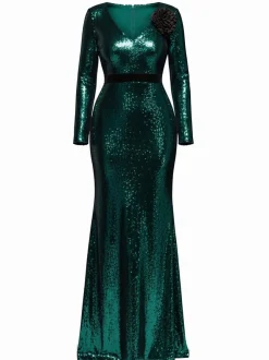 Goddiva Damen Maxikleid in grün - Länge: lang