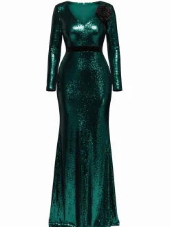 Goddiva Damen Maxikleid in grün - Länge: lang