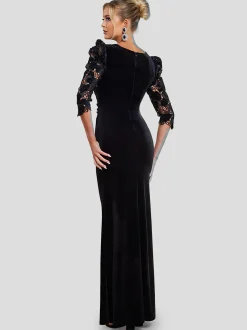 Goddiva Damen Maxi Kleid in schwarz - Länge: lang