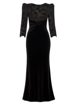 Goddiva Damen Maxi Kleid in schwarz - Länge: lang