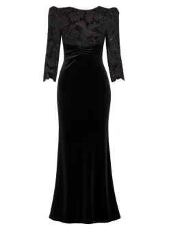 Goddiva Damen Maxi Kleid in schwarz - Länge: lang