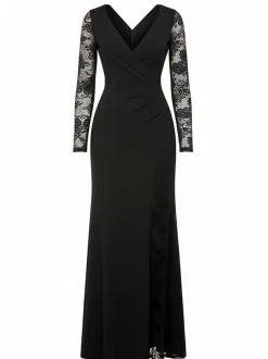 Goddiva Damen Maxi-Kleid in schwarz - Länge: lang