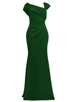 Goddiva Damen Maxi Kleid in tanne - Ausschnitt: Carmen