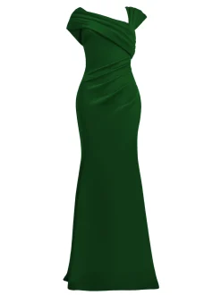 Goddiva Damen Maxi Kleid in tanne - Ausschnitt: Carmen