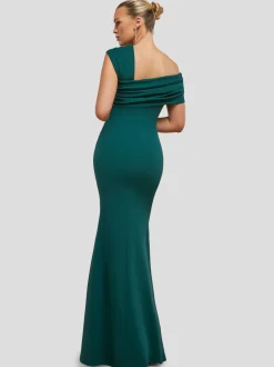 Goddiva Damen Maxi Kleid in tanne - Ausschnitt: Carmen
